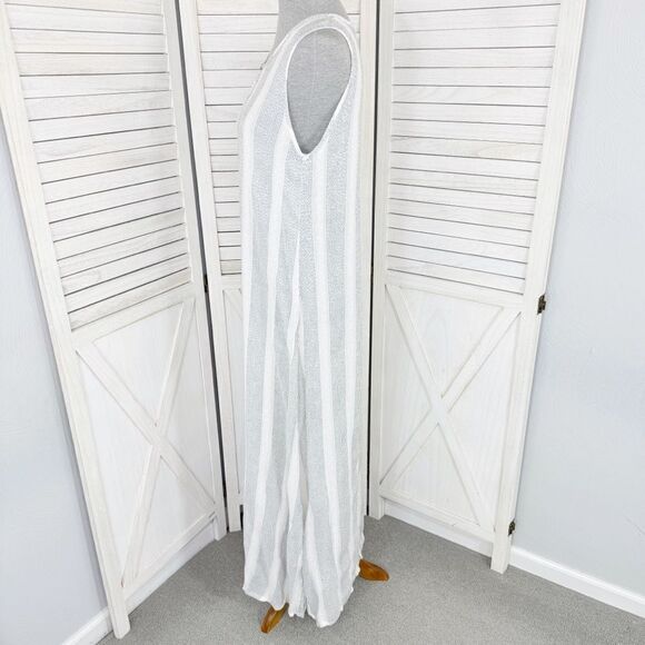 Natural Impressions Striped Muslin Swim Cover Maxi Dress White Medium - Picture 2 of 11